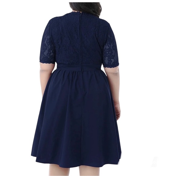 Women’s Navy Blue Lace Design Dress Size 18W - Picture 2 of 4